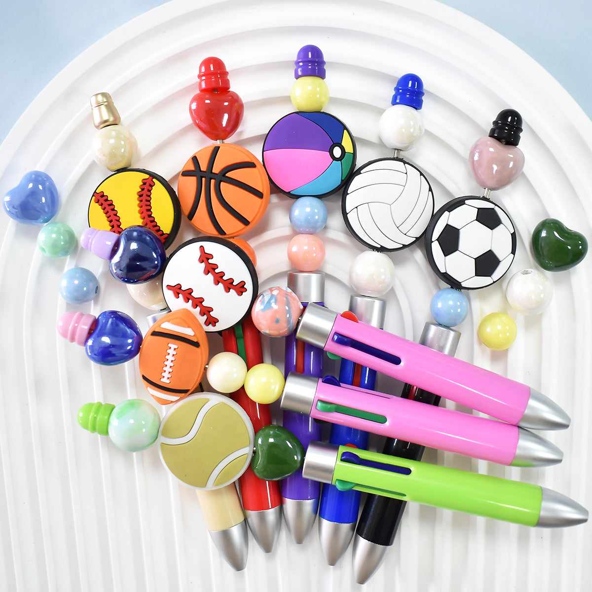 Wholesale Random 100pcs/pack  Ball sports series perforated thick patch soft rubber handmade burnt beads